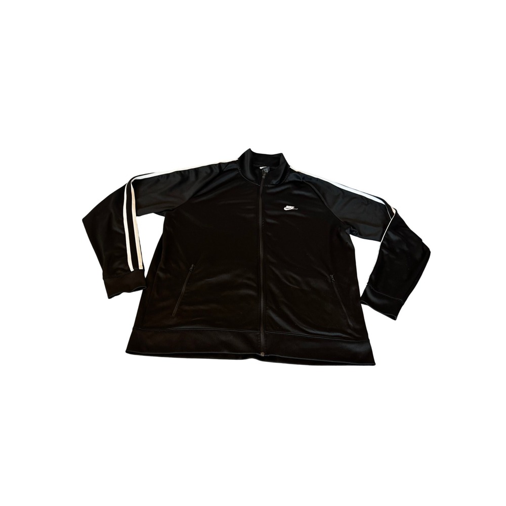 Nike Mens XXLT Black White Stripe Full Zip Track Jacket Embroidered Logo Tall